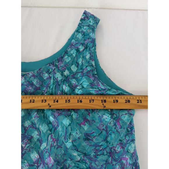 VTG Patra Dress Blue Water-Color Metallic Threading Tiered Size 18 Fairy 80s 90s - Picture 8 of 10